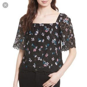 Rebecca Taylor Embroidered Lace Top